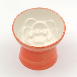 Glory Ayaklı Seramik Figürlü Mama Kabı Turuncu 400 Ml