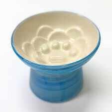 Glory Ayaklı Seramik Yavaş Yeme Mama Kabı Mavi 400 Ml