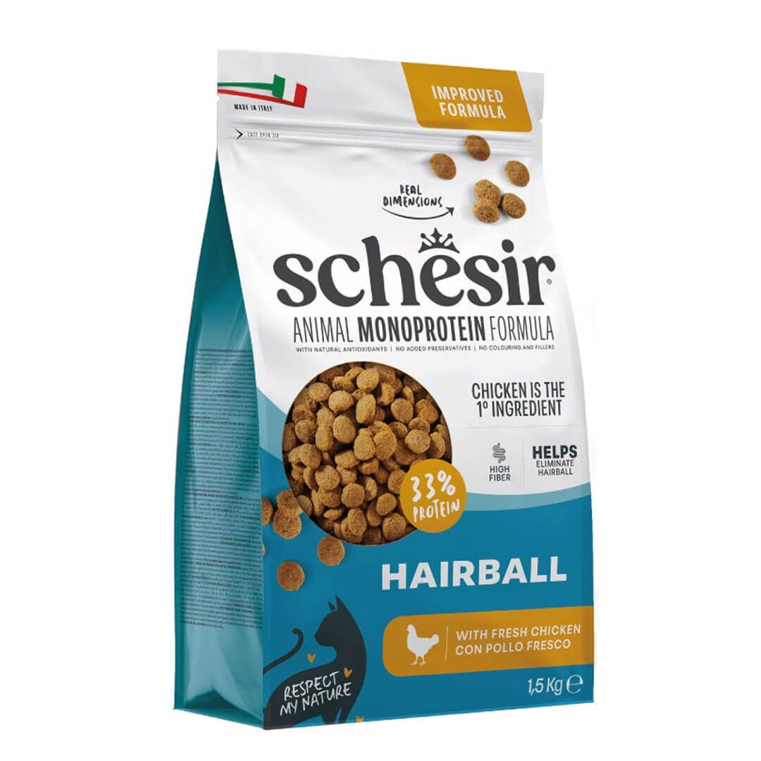 Schesir Monoprotein Tüy Yumağı Kontrolü Tavuklu Yetişkin Kedi Maması 1,5 kg Skt:10/27