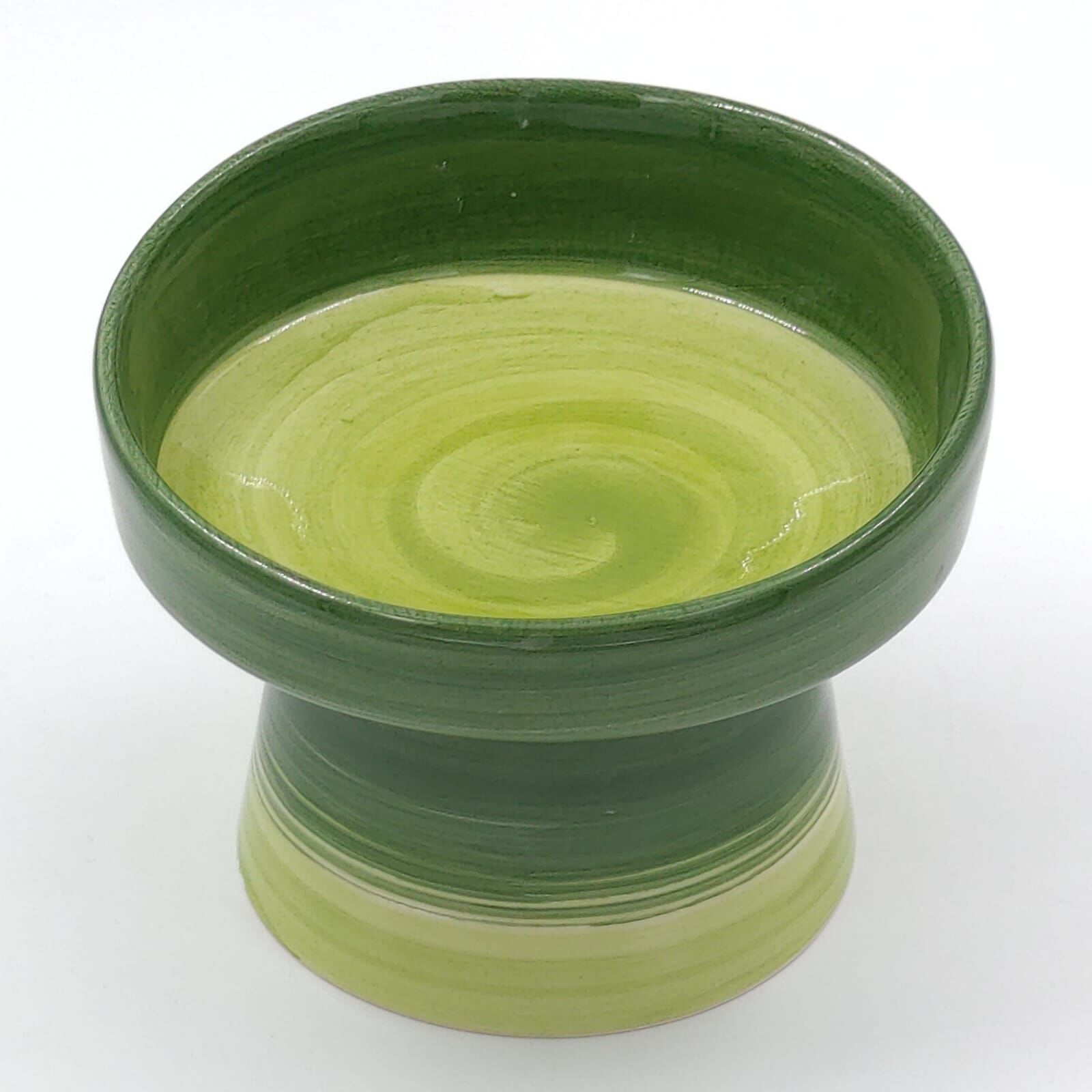 Glory Ayaklı Desenli Seramik Mama Kabı Fırça İzli Yeşil 400 ml