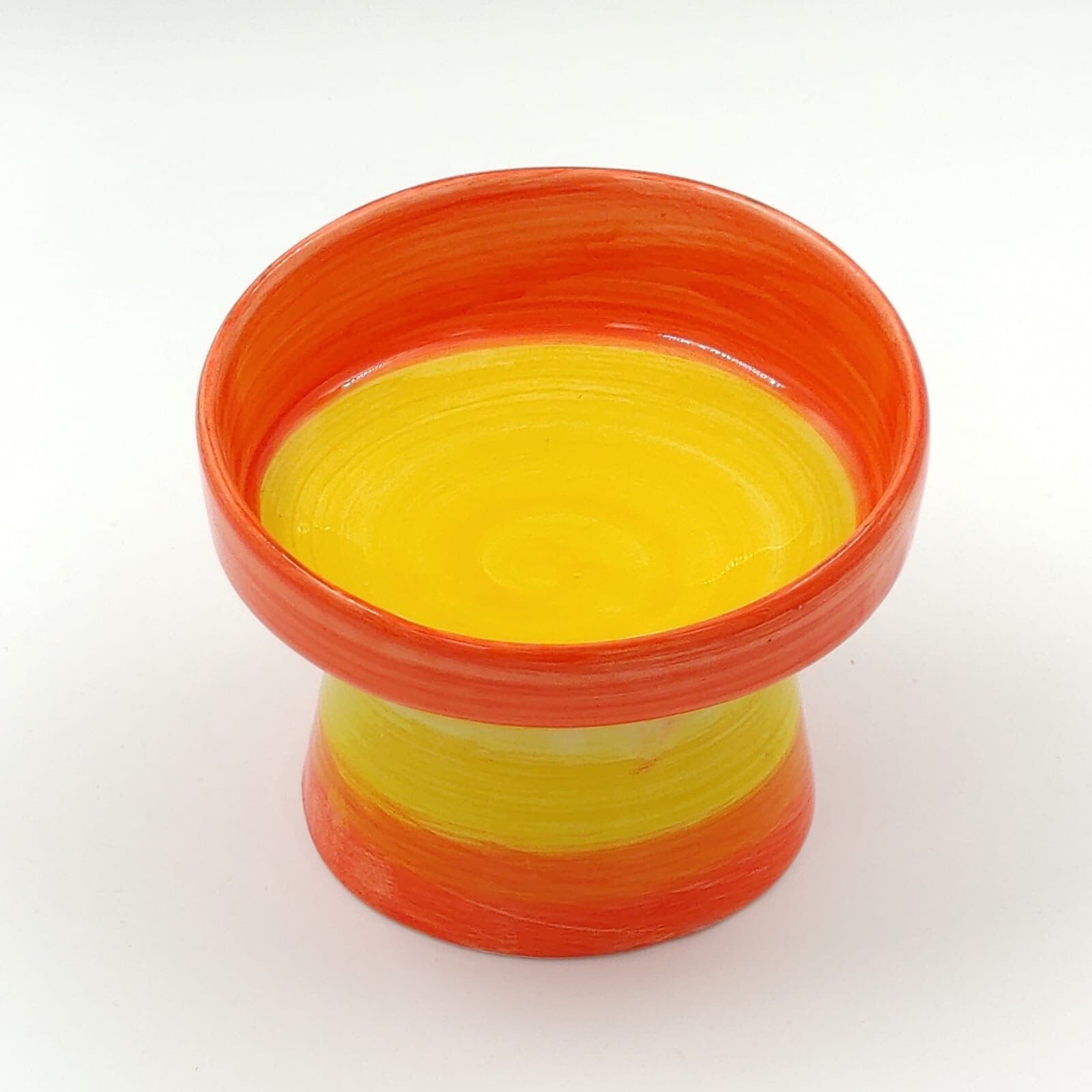 Glory Ayaklı Desenli Seramik Mama Kabı Fırça İzli Turuncu 400 ml