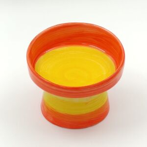 Glory Ayaklı Desenli Seramik Mama Kabı Fırça İzli Turuncu 400 ml