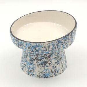 Glory Ayaklı Desenli Seramik Mama Kabı BonBon Mavi 400 ml