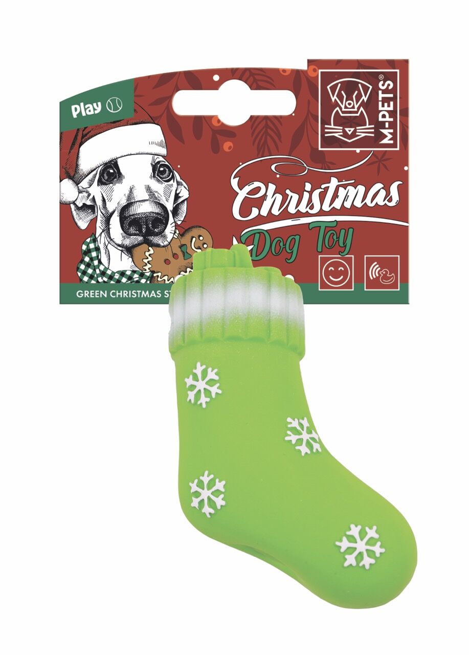 10663999 M-Pets Chrıstmas Green Stockıng Köpek Oyuncağı 13Cm