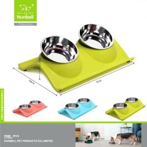 Nunbell Melamin Çelik Mama Kabı İkili