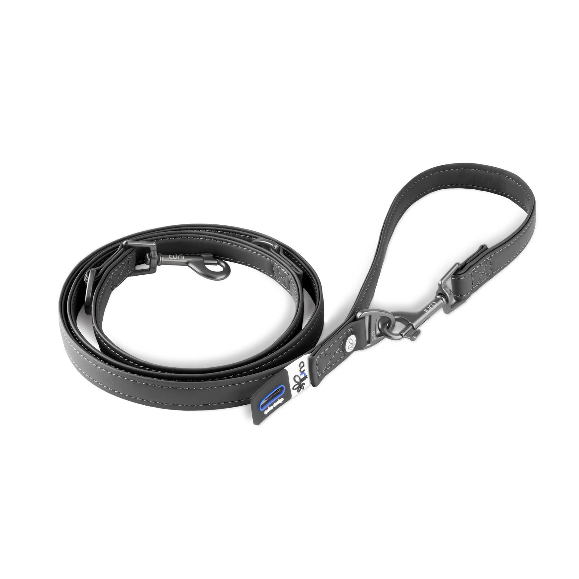 Curlı Apple Leather Leash Black L