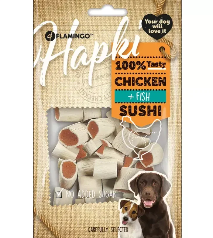Flamingo Hapki Chicken Sushi Tavuk Ve Balıklı Köpek Ödülü 85 Gr 10lu Skt:11/25