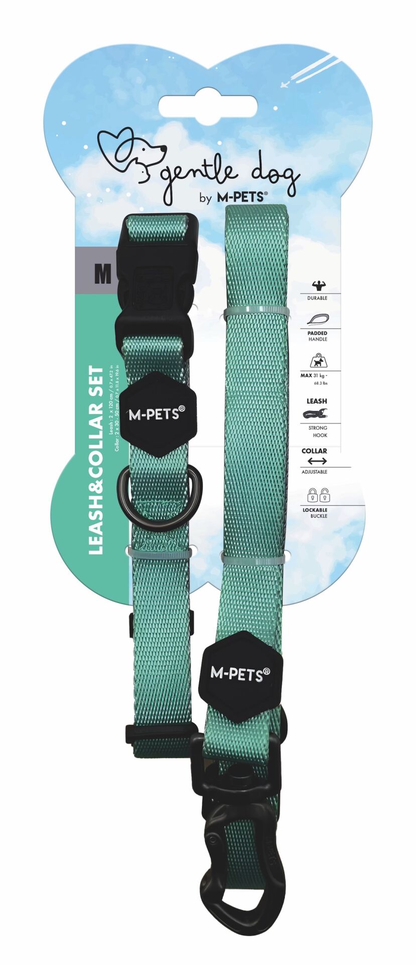 10853599 M-Pets Gentle Dog Boyun Tasması Ve Gezdirme Set (M) Green