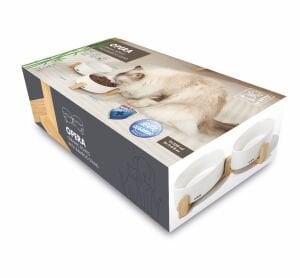 10553699 M-Pets Opera Seramik Mama Kabı Bamboo Standlı 2X350Ml White