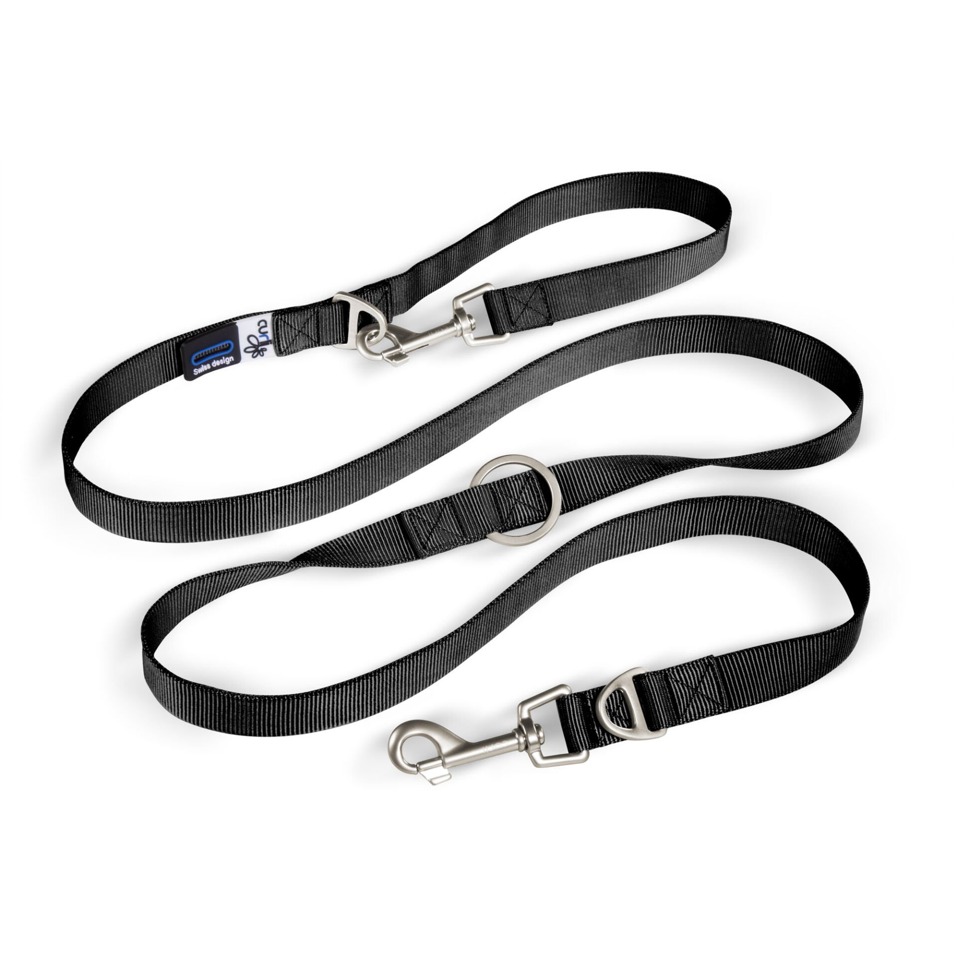 Curlı Adjustable Leash Nylon Black L
