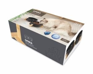 10553999 M-Pets Opera Seramik Mama Kabı Bamboo Standlı 2X850Ml Black