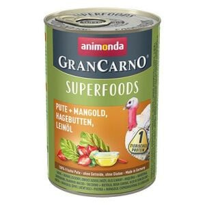 Animonda GranCarno Hindi Etli Pazı Kuşburnu Keten Tohum Yağlı Yetişkin Köpek Konservesi 6 Adet 400gr skt:02/25