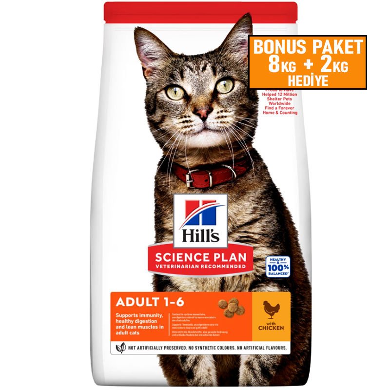Hills Science Plan Adult Cat Chicken 8+2 Kg Skt:08/27