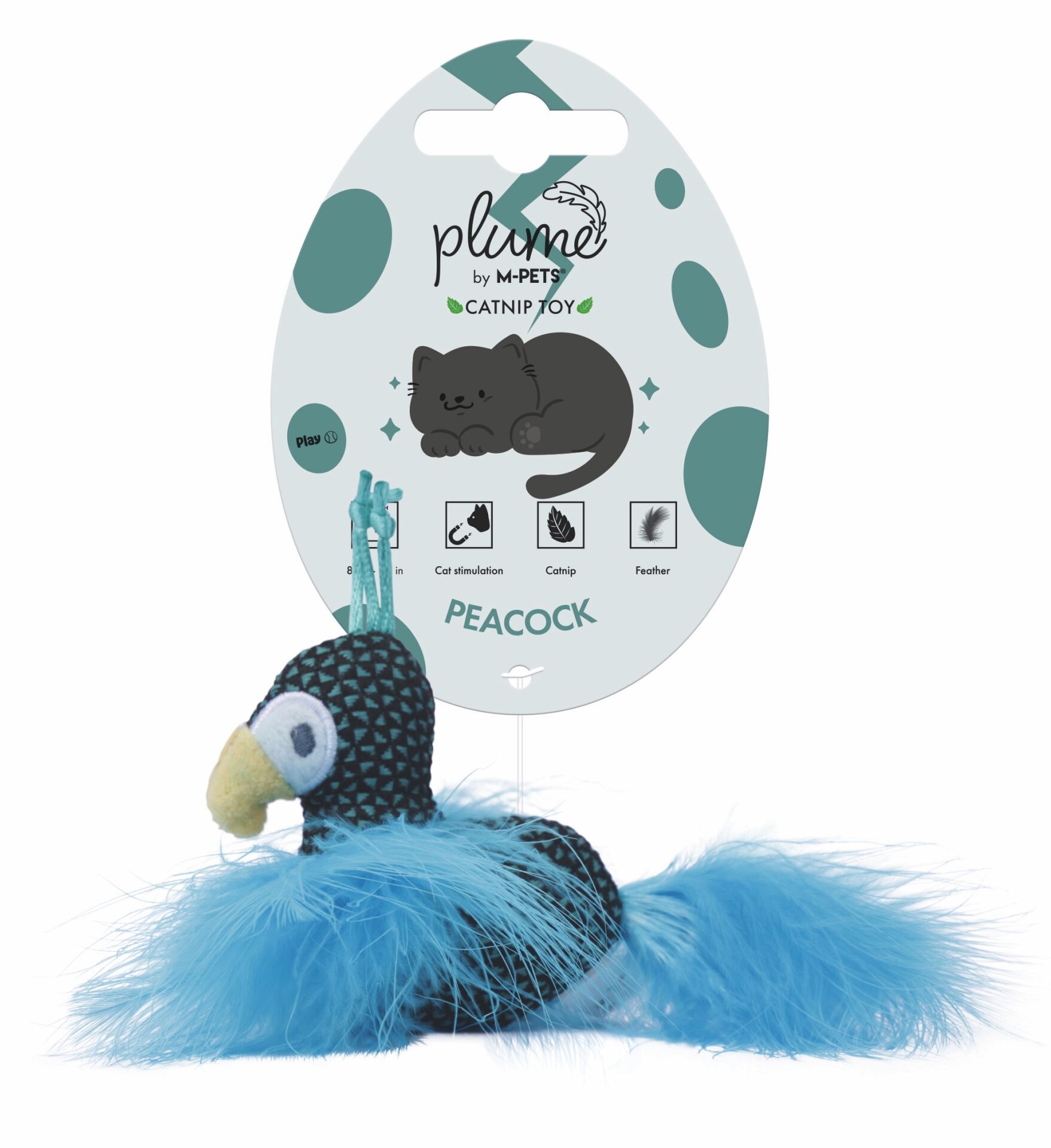 20647199 M-Pets Plume Peaock Catnipli Kedi Oyuncağı Blue