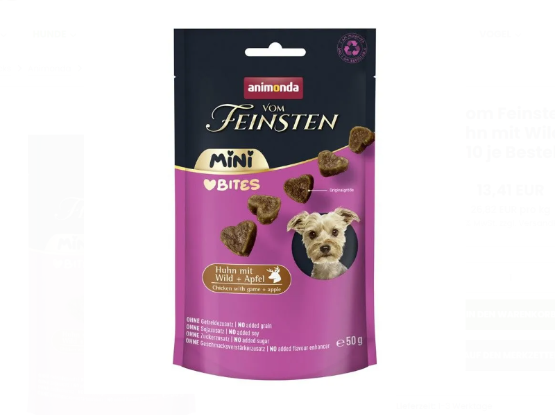Animonda Tavuk Etli Yetişkin Mini Irk Köpek Ödül Maması 50 gr 10 lu skt: 06/26
