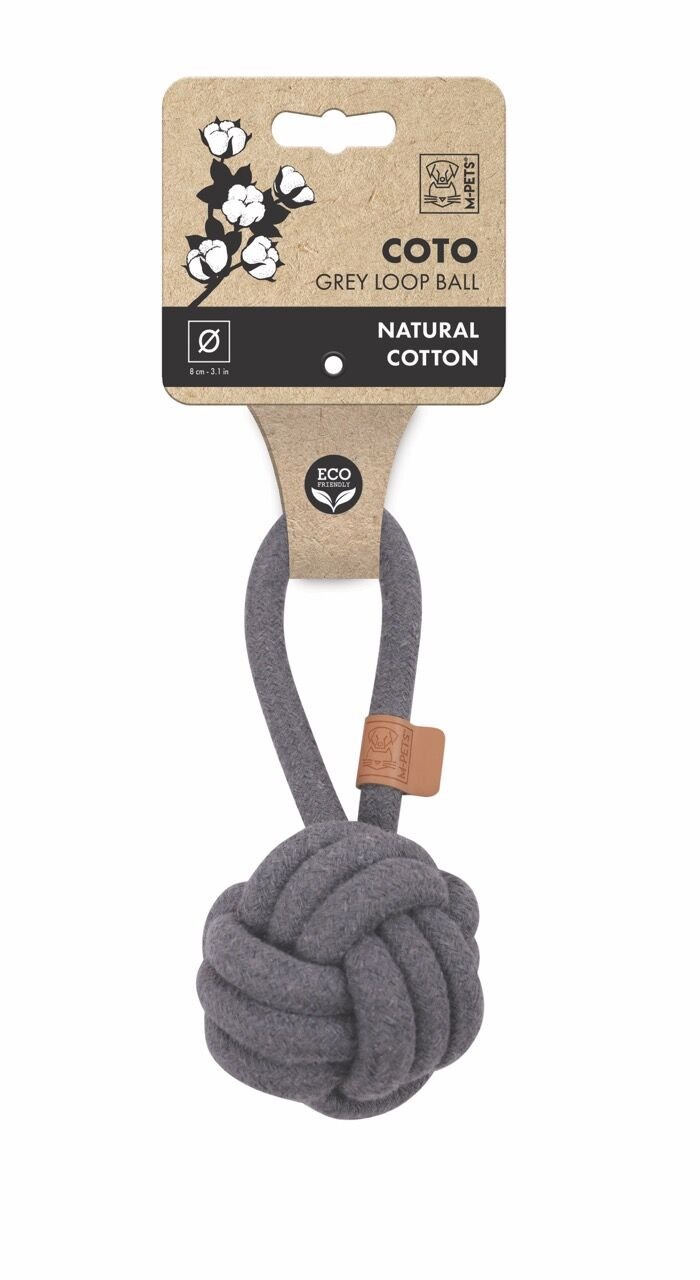 10651913 M-Pets Coto Grey Loop Ball 8Cm Çekmeli Örgü Top Oyuncak