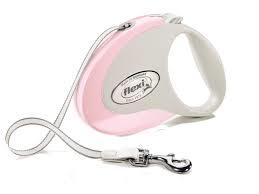 Flexi Style Pembe Şerit Otomatik Köpek Tasması 5 Mt Medium