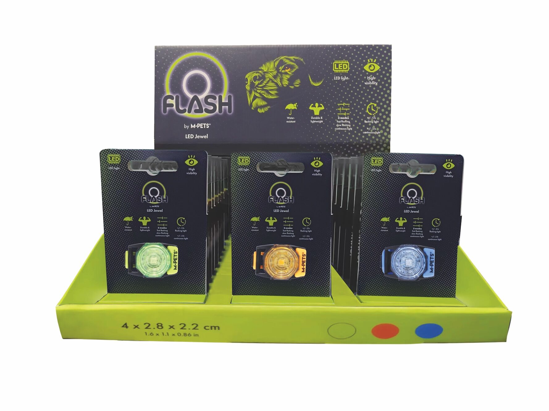 10855299 M-Pets Flash Led Jewel Güvenlik Işığı Display 24Lü Multicolor