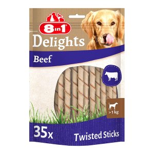 8 In 1 Delight Beef Twisted Sticks Köpek Çiğneme Kemiği 35li 5 Adet Skt:02/28