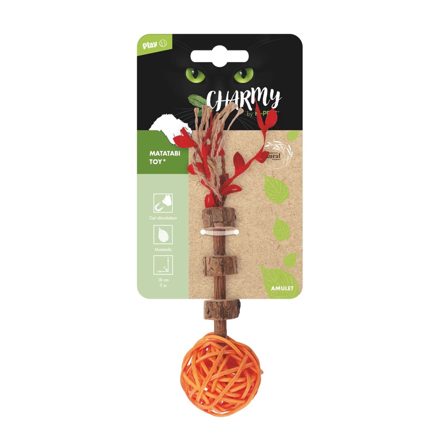 20640199 M-Pets Charmy Amulet Matatabi Kedi Oyuncağı Orange