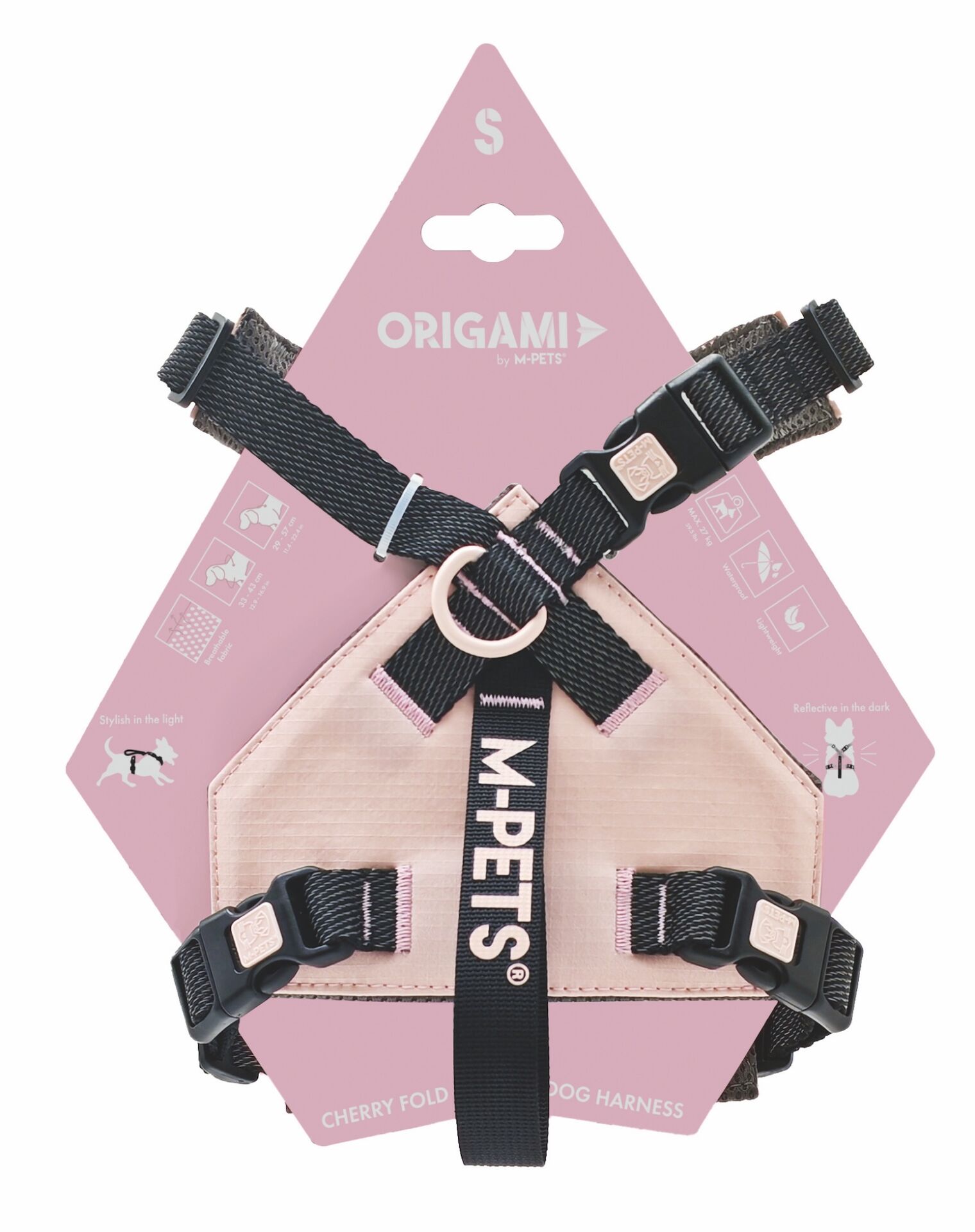 10851899 M-Pets Orıgamı Reflektörlü Sırt Tasması Pink (S)