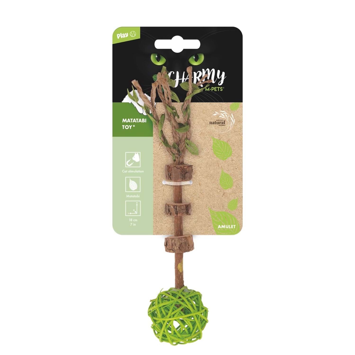 20640399 M-Pets Charmy Amulet Matatabi Kedi Oyuncağı Green