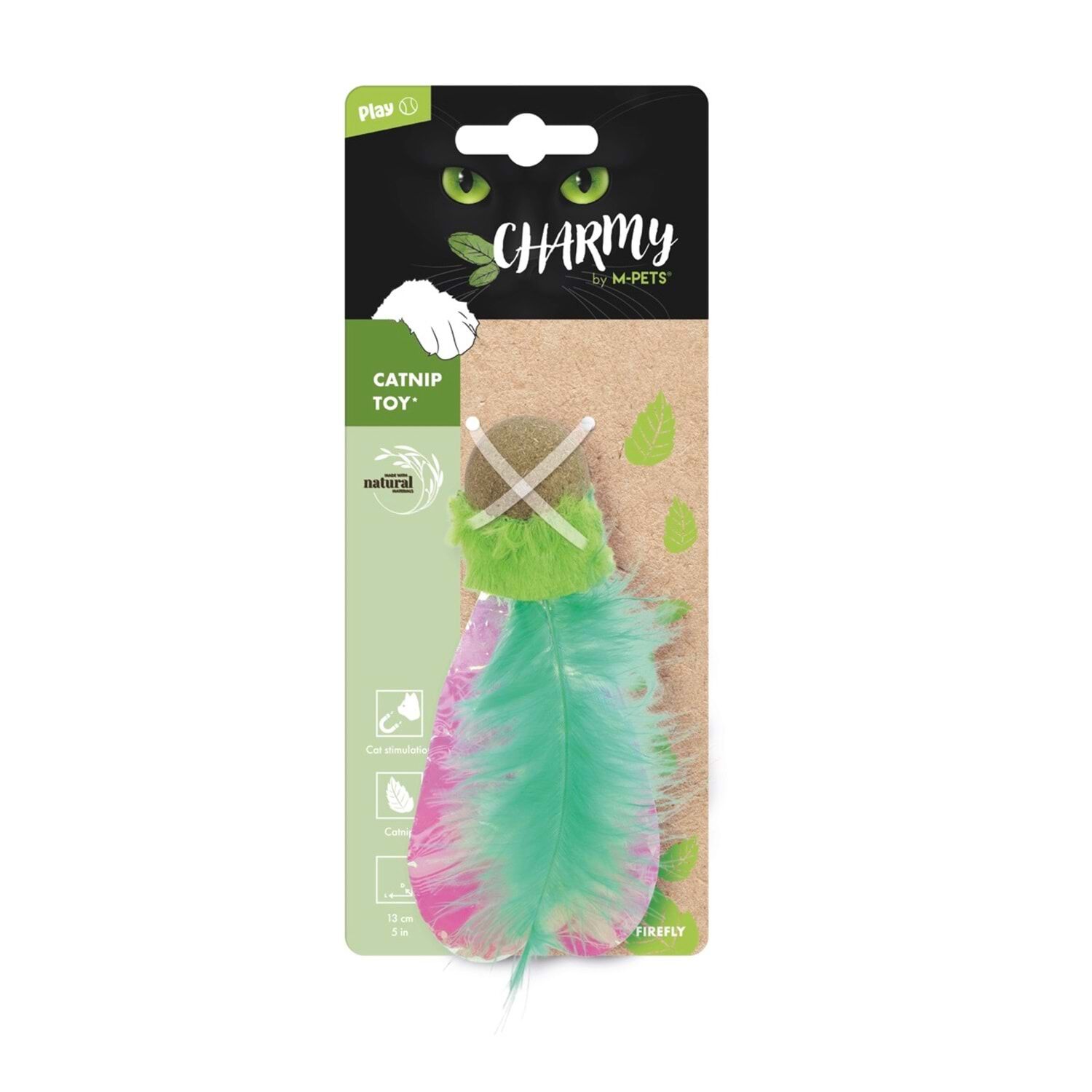 20640499 M-Pets Charmy Fırefly Catnipli Kedi Oyuncağı Green