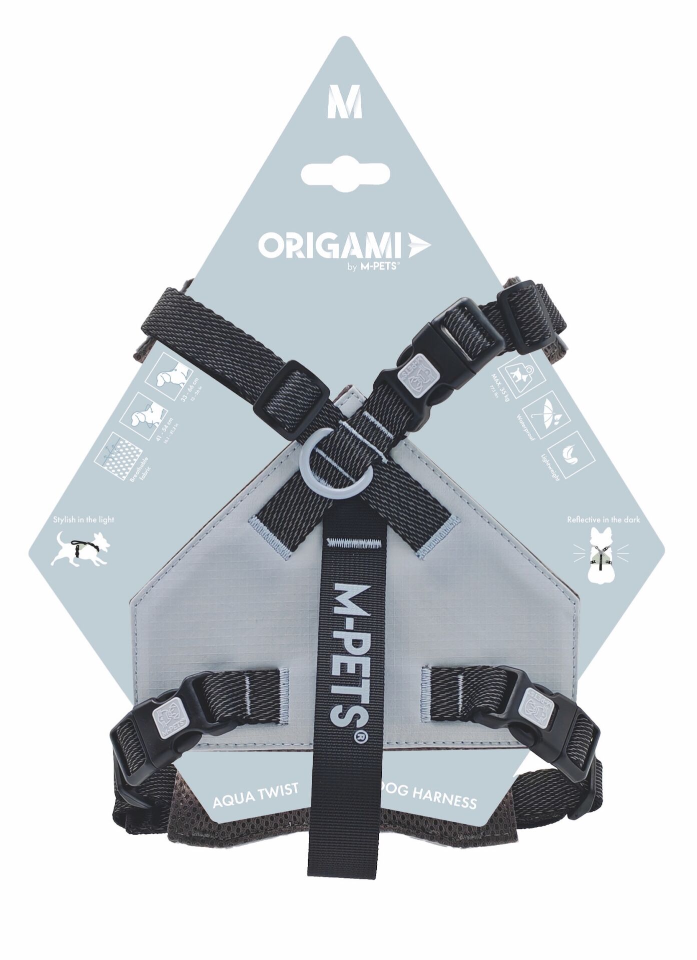 10852599 M-Pets Orıgamı Reflektörlü Sırt Tasması Blue (M)