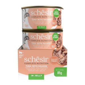 Schesir Jöle İçinde Ton Balıklı ve Somonlu Kedi Konserve Maması 85gr 12 Adet Skt:02/28