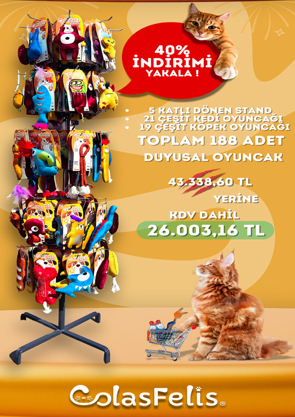 Colas Felis Kedi ve Köpek Oyuncakları Standlı Set