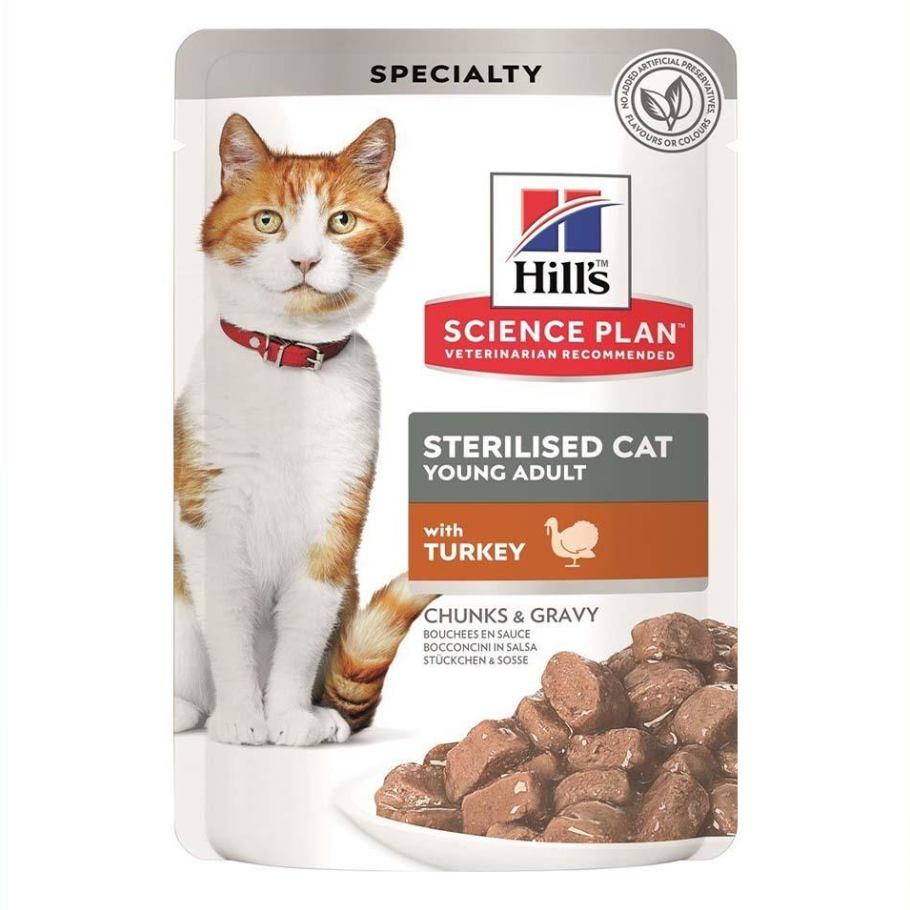 Hill's SP Hindili Kısırlaştırılmış Yetişkin Kedi Pouch 12x85 Gram