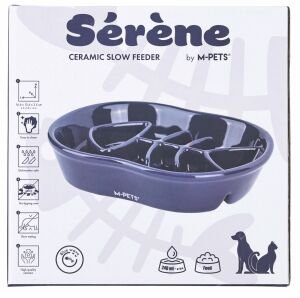 60532517 M-Pets Serene Fısh Seramik Yavaş Yeme Mama Kabı 240Ml Dark Blue