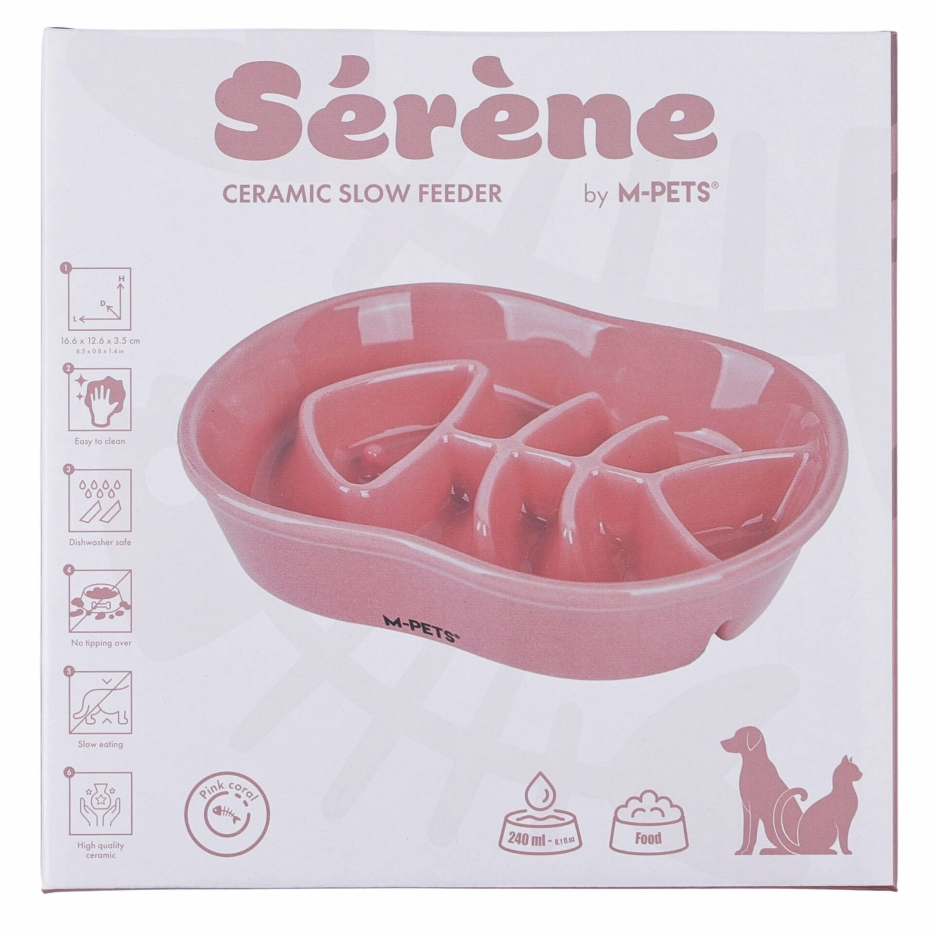 60532307 M-Pets Serene Fısh Seramik Yavaş Yeme Mama Kabı 240Ml Pink
