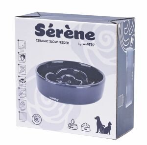 60532117 M-Pets Serene Rose Seramik Yavaş Yeme Mama Kabı 300Ml Dark Blue
