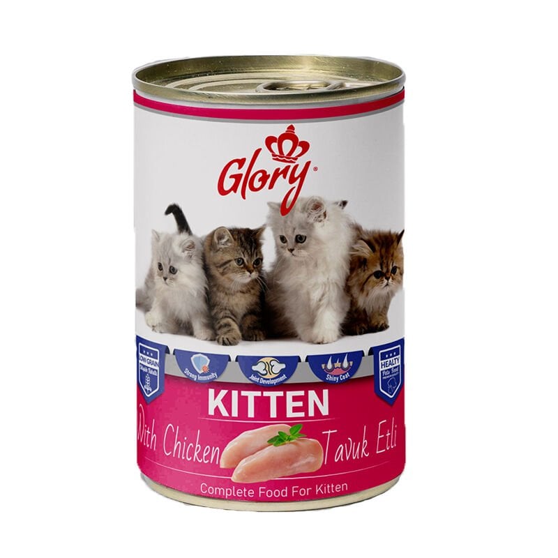 Glory Parça Tavuk Etli Yavru Kedi Konserve Maması 400 gr 12 li skt:11/27 (G-050)