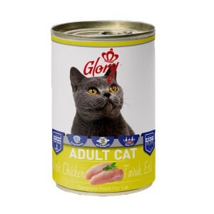 Glory Parça Tavuk Etli Yetişkin Kedi Konserve Maması 400 Gr 12 li skt: 11/28 (G-051)