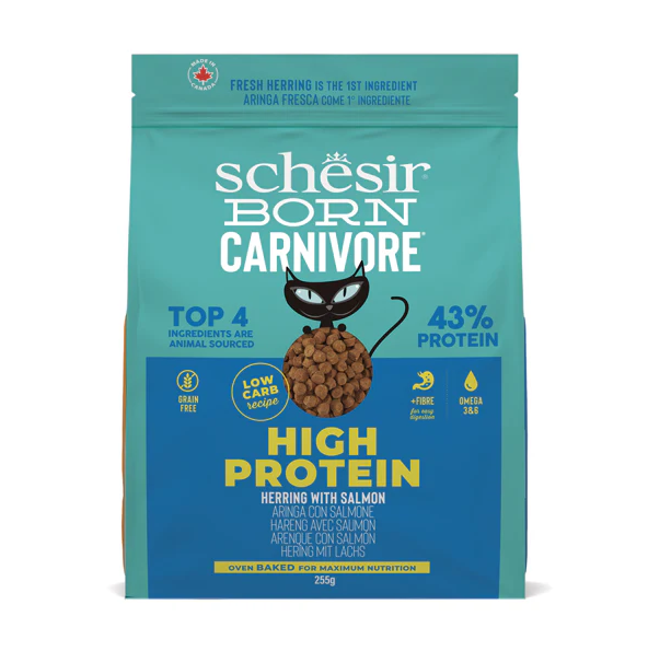 Schesir Born Carnivore Somonlu ve Ringa Balıklı Yetişkin  Kedi Maması 255 Gr