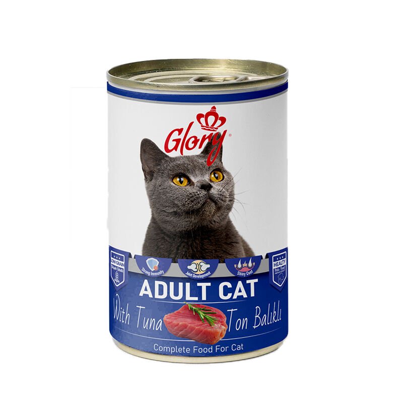 Glory Parça Ton Balıklı ve Hamsili Yetişkin Kedi Konserve Maması 400 Gr 12 li skt:11/28 (G-055)