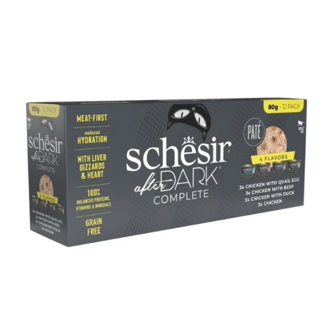 Schesir After Dark Pate Et Suyunda Karışık Lezzetler Yetişkin Konserve Kedi Maması 12 li skt:03/27