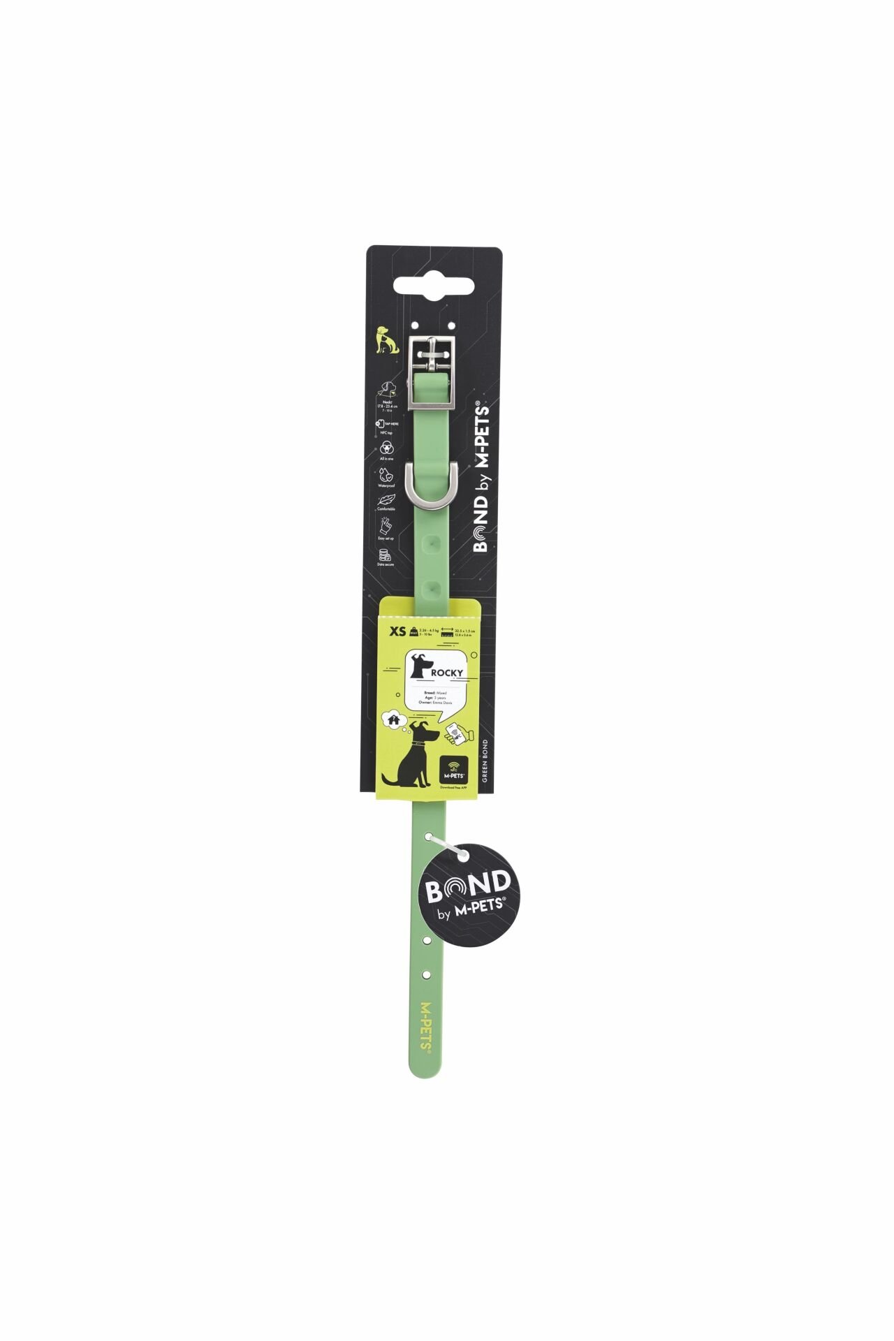 10862003 M-Pets Bond Nfc Cipli Silikon Boyun Tasması (Xs) Green