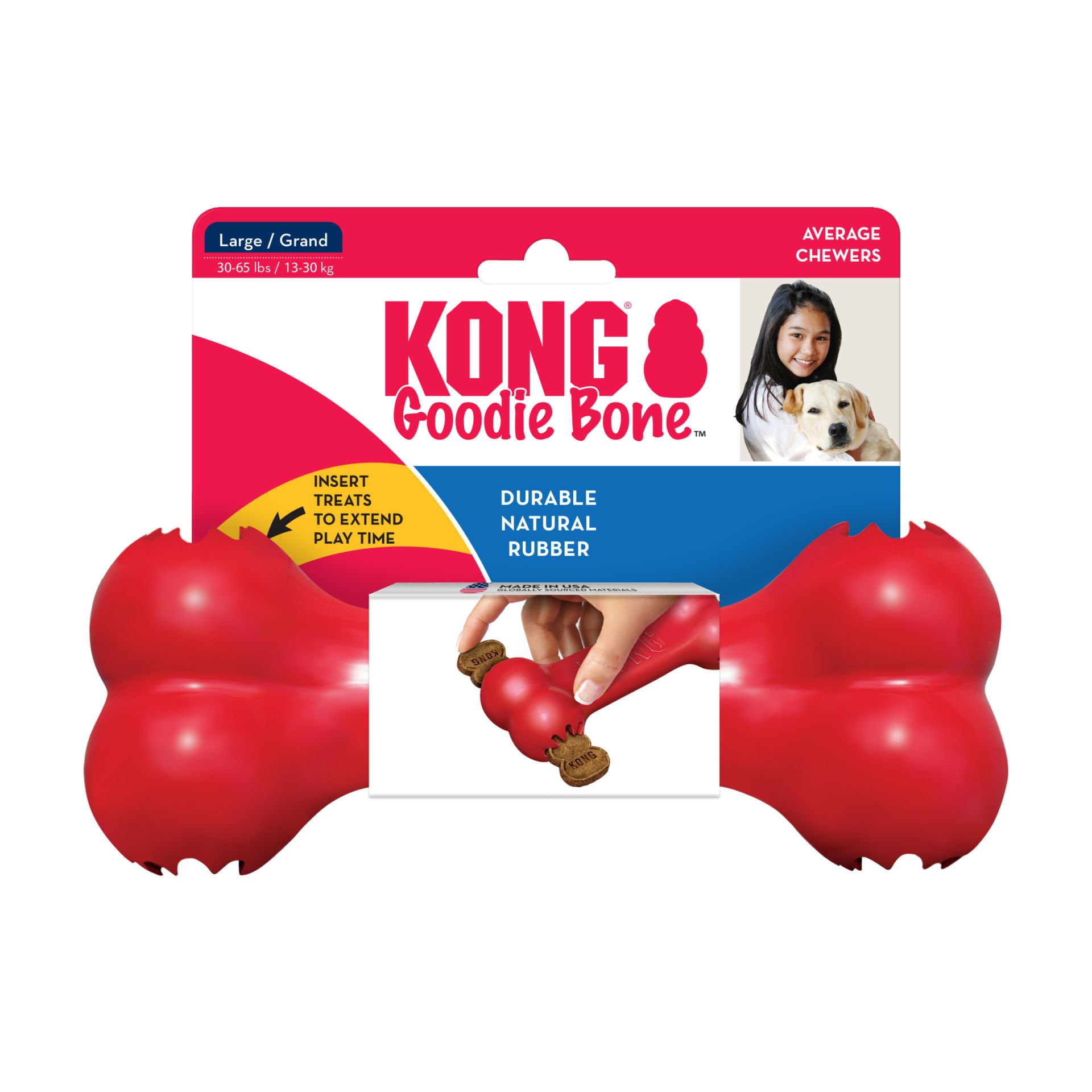 KONG Goodie Bone Kemik Şeklinde Çok Amaçlı Köpek Oyuncağı L