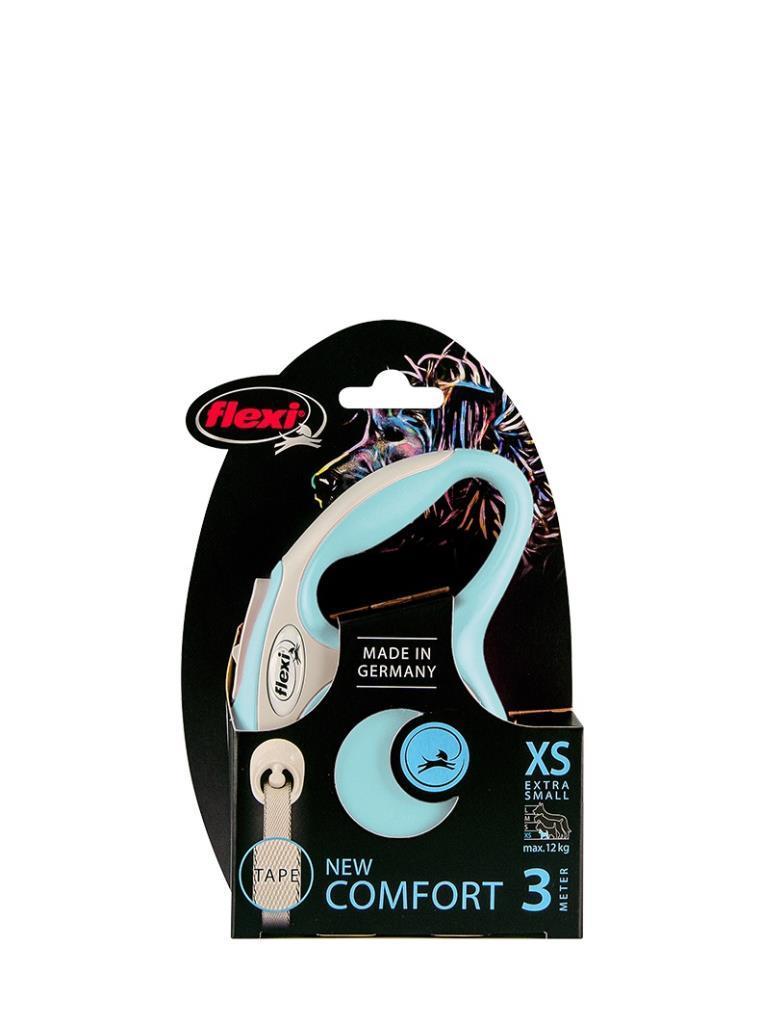 Flexi New Comfort Açık Mavi Şerit Otomatik Köpek Tasması 3 Mt Xsmall