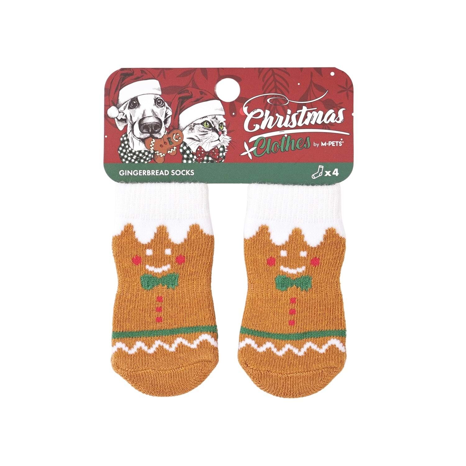 60303299 M-Pets Chrıstmas Gıngerbread Kaymaz Tabanlı Çorap 4Lü