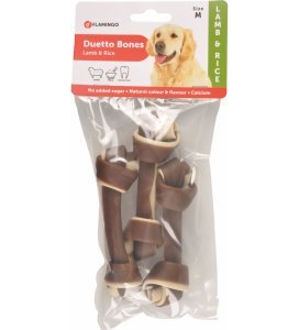 Flamingo Duetto Kuzu ve Pirinçli Köpek Çiğneme Kemiği 3 Adet Skt:06/26