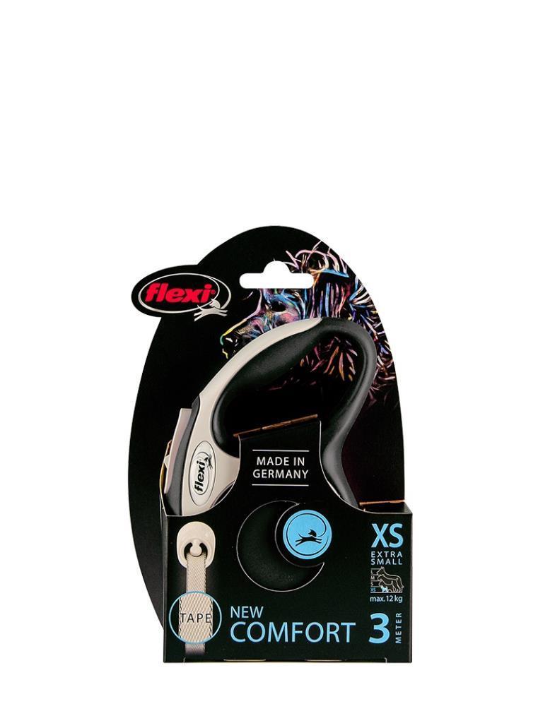 Flexi New Comfort Siyah Şerit Otomatik Köpek Tasması 3 Mt Xsmall