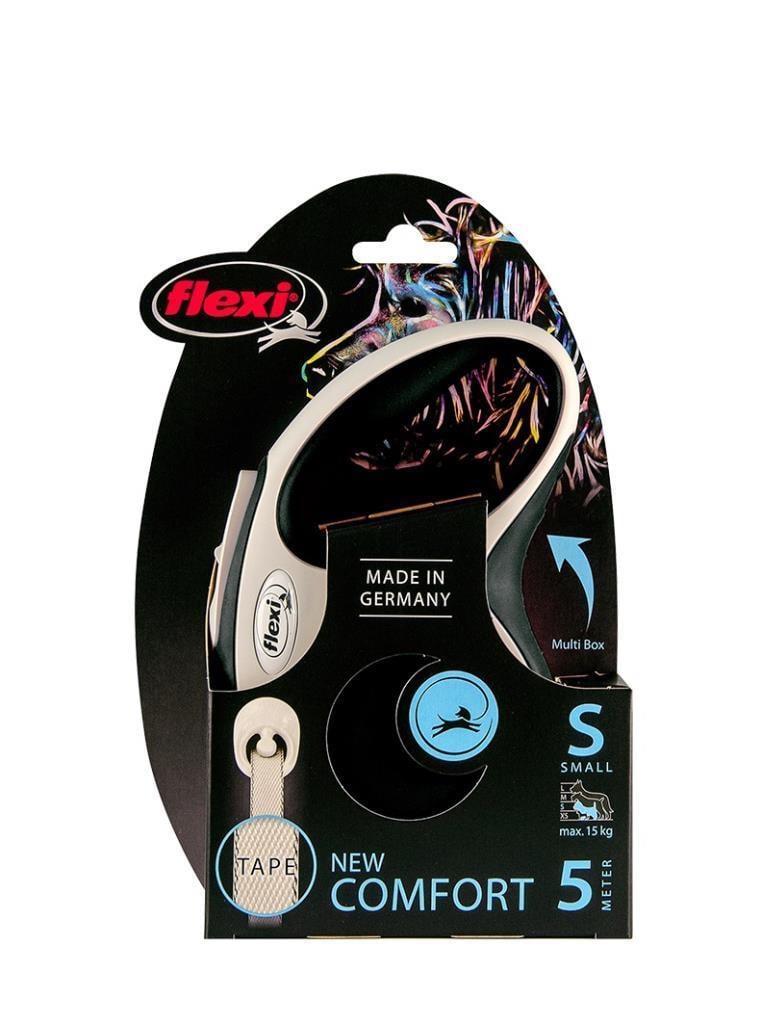 Flexi New Comfort Siyah Şerit Otomatik Köpek Tasması 5 Mt Small