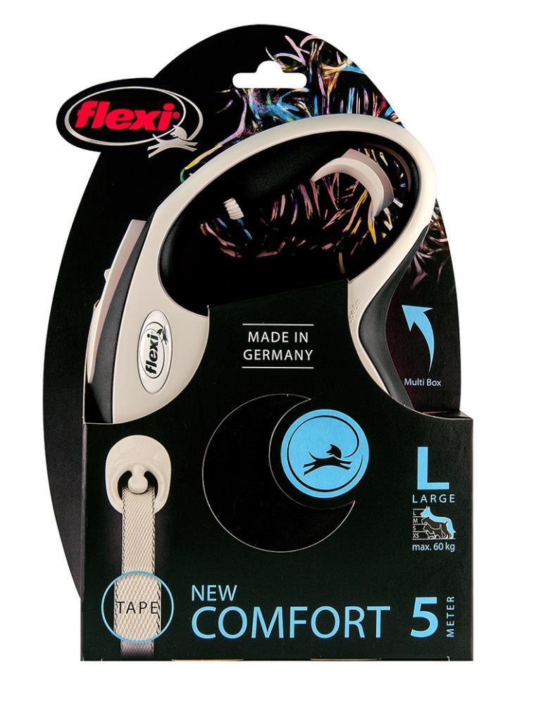 Flexi New Comfort Siyah Şerit Otomatik Köpek Tasması 5 Mt Large