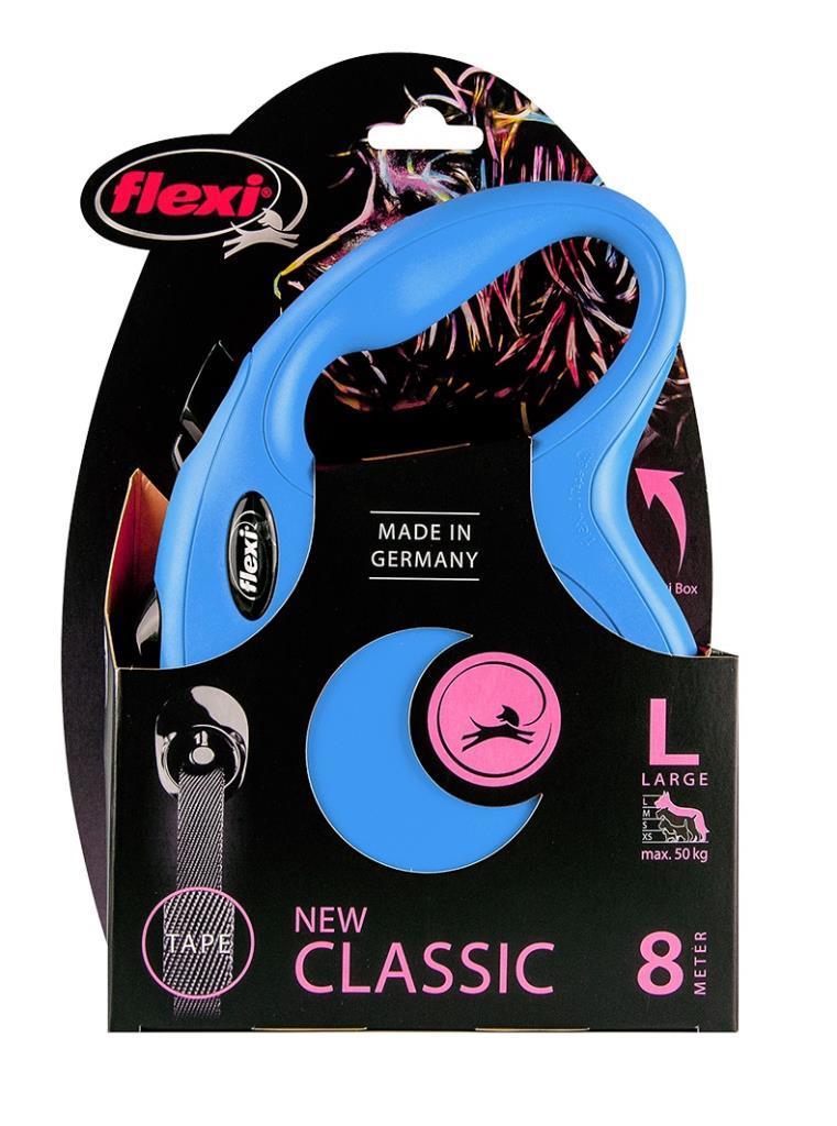 Flexi New Classic Mavi Şerit Otomatik Köpek Tasması 8 Mt Large