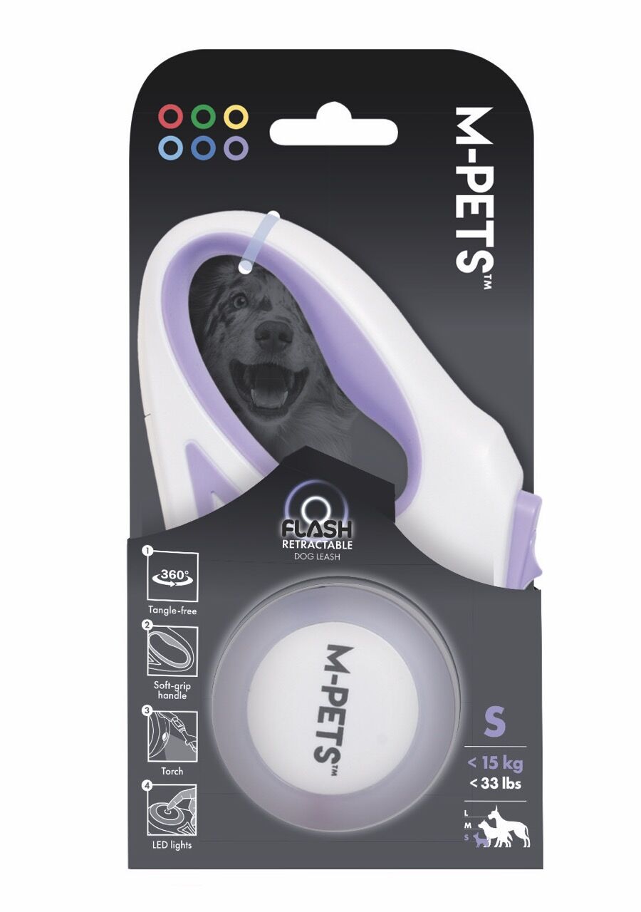 10839199 M-Pets Flash Ledli Otomatik Gezdirme Şerit 3Mt/Purple