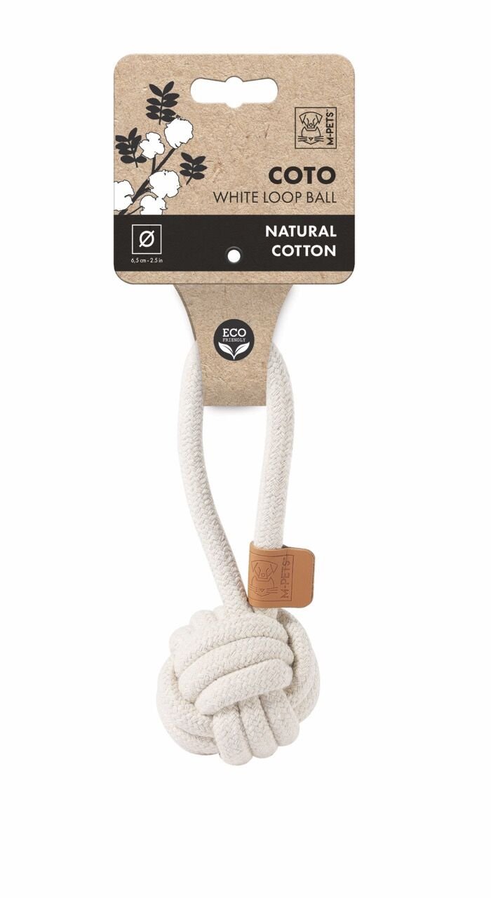 10646701 M-Pets Coto Whıte Loop Ball 6,5Cm Çekmeli Örgü Top Oyuncak